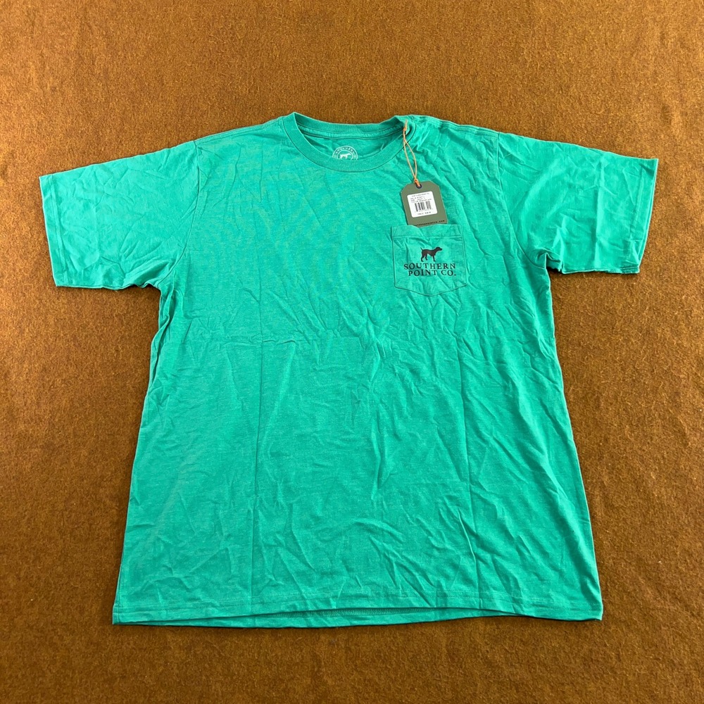 Southern Point Co Mens Large Washed Jade Golf Ball Graphic Pocket T-Shirt NWT